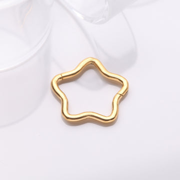 Detail View 1 of Implant Grade Titanium Golden Star Basic Geometric Clicker Hoop Ring